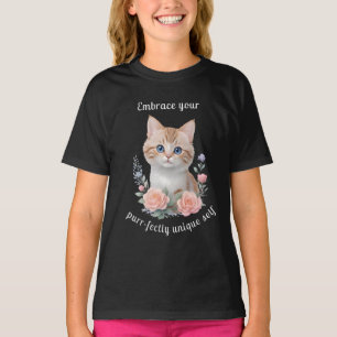 Niedliches Design von Cat Floral Motivierend T-Shirt