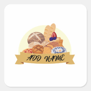Niedliches Dessert Brot Backbäckerei individuelle Quadratischer Aufkleber