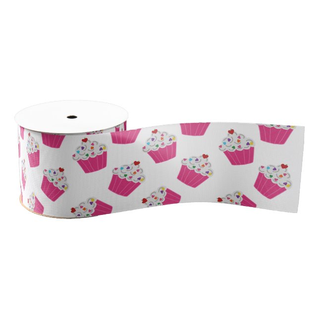 Niedliches Dessert Hellrosa Cupcake Muster Ripsband (Spule)