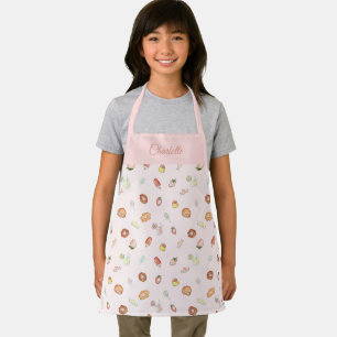 Niedliches Dessertmuster Pink Name Kinder Schürze
