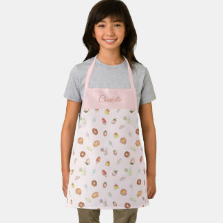 Niedliches Dessertmuster Pink Name Kinder Schürze