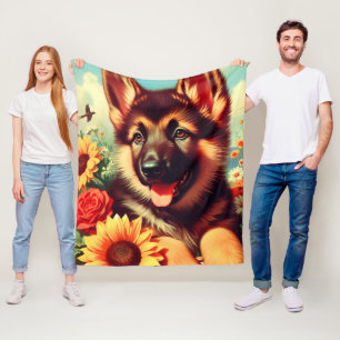Niedliches deutsches Shepherd-Welpenbild Fleecedecke