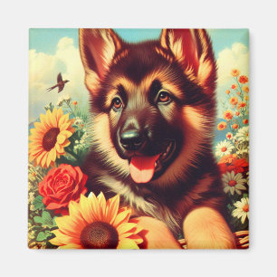 Niedliches deutsches Shepherd-Welpenbild Magnet