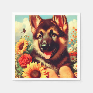 Niedliches deutsches Shepherd-Welpenbild Serviette