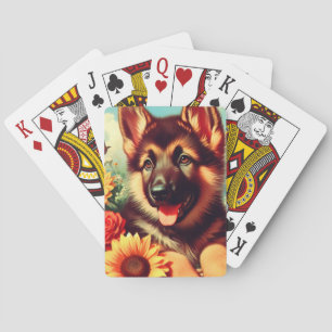 Niedliches deutsches Shepherd-Welpenbild Spielkarten