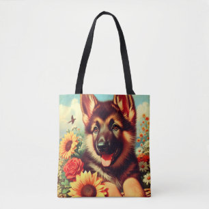 Niedliches deutsches Shepherd-Welpenbild Tasche