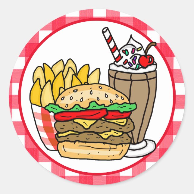 Niedliches Diner Food Runder Aufkleber (Vorderseite)