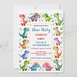 Niedliches DIno Baby Dinosaurier 1. Geburtstag Par Save The Date