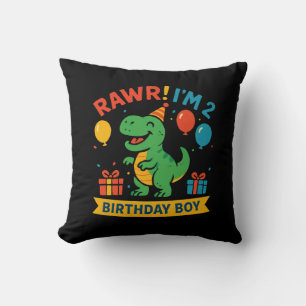 Niedliches Dino Birthday Boy Throw Kissen Design