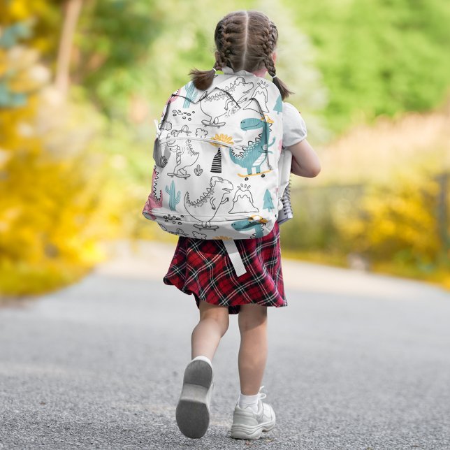 Niedliches Dino Delight: Dinosaurier für Girls Kin Bedruckter Rucksack (Von Creator hochgeladen)