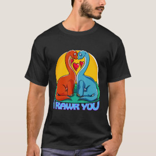 Niedliches Dino I Rawi You Brachiosaurus Liebe Her T-Shirt