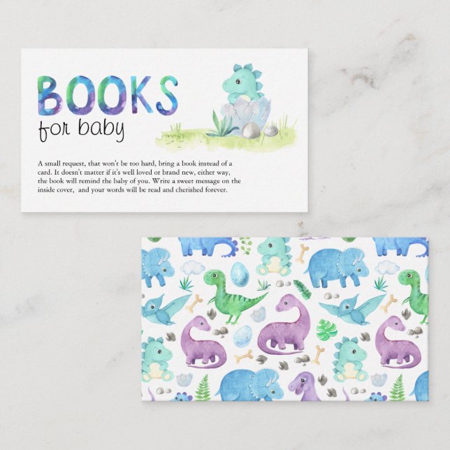 Niedliches Dino Kinderduschbücher für Kinder Begleitkarte (Vorne/Hinten)