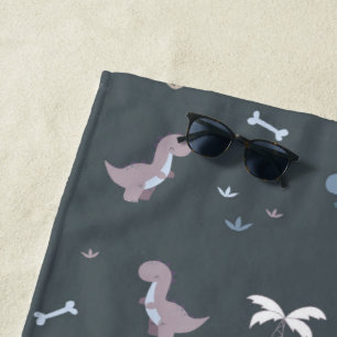 Niedliches Dino Patern Bluish Grau Beach Handtuch