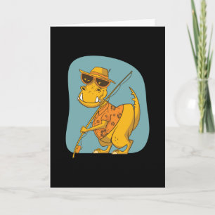 Niedliches Dino Rex Fischen Kindergeschenk Karte