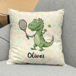 Niedliches Dino Tennis Personalisiert Kissen