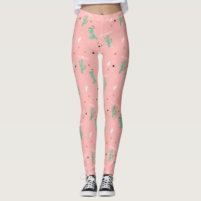 Niedliches Dino und Kaktus On point Leggings (Vorderseite)