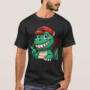 Niedliches Dinosaur T-Rex Cartoon Friedenszeichen T-Shirt