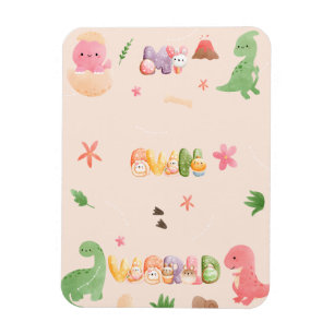 Niedliches Dinosaur World Flexible Foto Magnet
