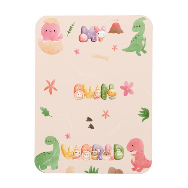 Niedliches Dinosaur World Flexible Foto Magnet (Vertikal)