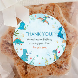 Niedliches Dinosaurier 1. Geburtstags-Party Runder Aufkleber