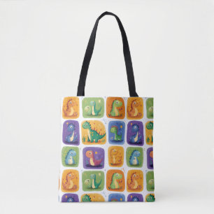 Niedliches Dinosaurier Collage Pattern - Spaß & Sp Tasche