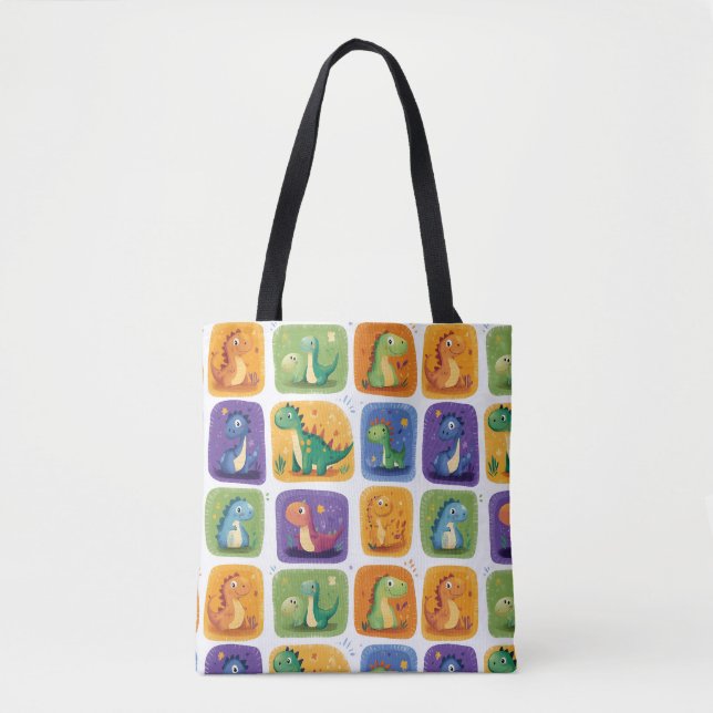 Niedliches Dinosaurier Collage Pattern - Spaß & Sp Tasche (Vorderseite)