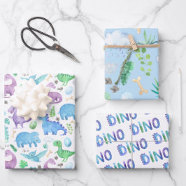 Niedliches Dinosaurier-Geschenk Geschenkpapier Set