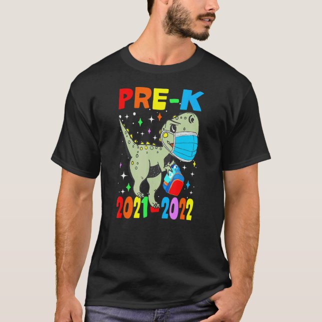 Niedliches Dinosaurier-Gesichtsmaske-Pre-K-Team zu T-Shirt (Vorderseite)