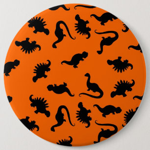 Niedliches Dinosaurier-Muster in Orange Button