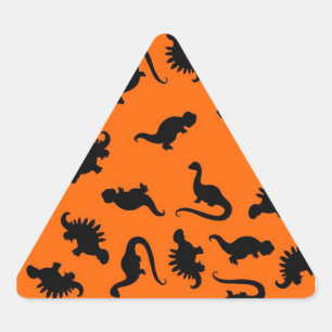 Niedliches Dinosaurier-Muster in Orange Dreieckiger Aufkleber