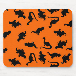 Niedliches Dinosaurier-Muster in Orange Mousepad