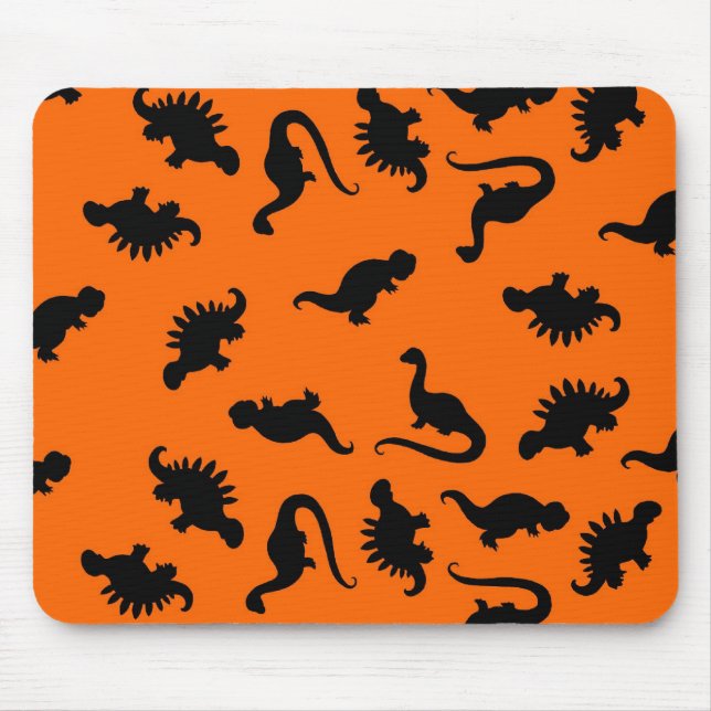 Niedliches Dinosaurier-Muster in Orange Mousepad (Vorne)
