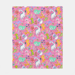 Niedliches Dinosaurier-Muster in rosa | Fleecedecke