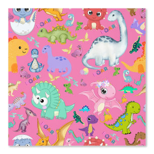 Niedliches Dinosaurier-Muster in rosa   Tapete
