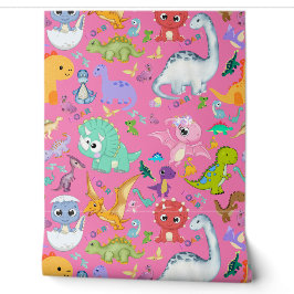 Niedliches Dinosaurier-Muster in rosa | Tapete