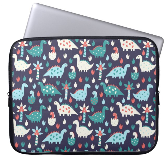 Niedliches Dinosaurier-Muster Laptopschutzhülle (Vorderseite)