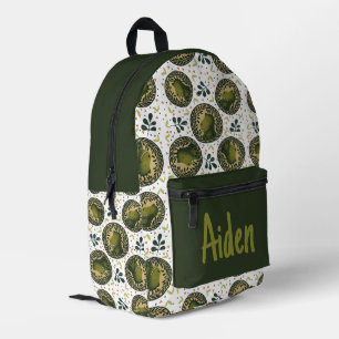 Niedliches Dinosaurier-Muster mit Name Bedruckter Rucksack