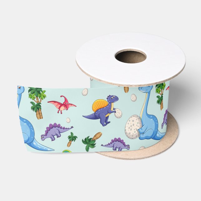 Niedliches Dinosaurier-Muster Satinband (Spule)