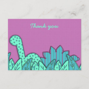 Niedliches Dinosaurier Thema Flat Danke - Lila