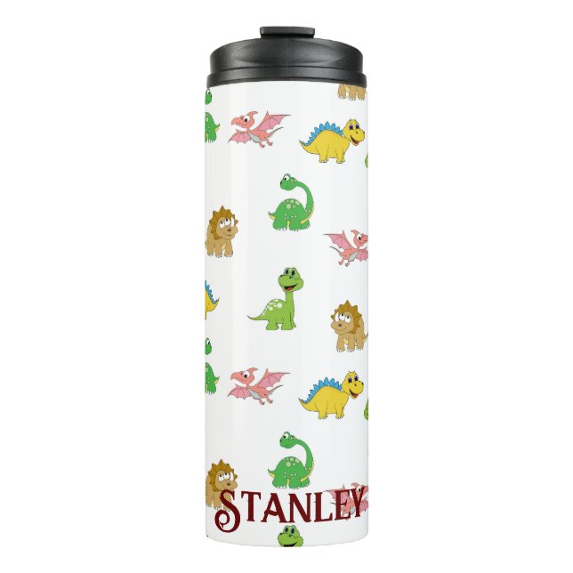 Niedliches Dinosaurier-Tiermuster Thermosbecher (Vorderseite)