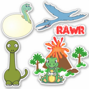 Niedliches Dinosaurier Vulkaneier Aufkleber