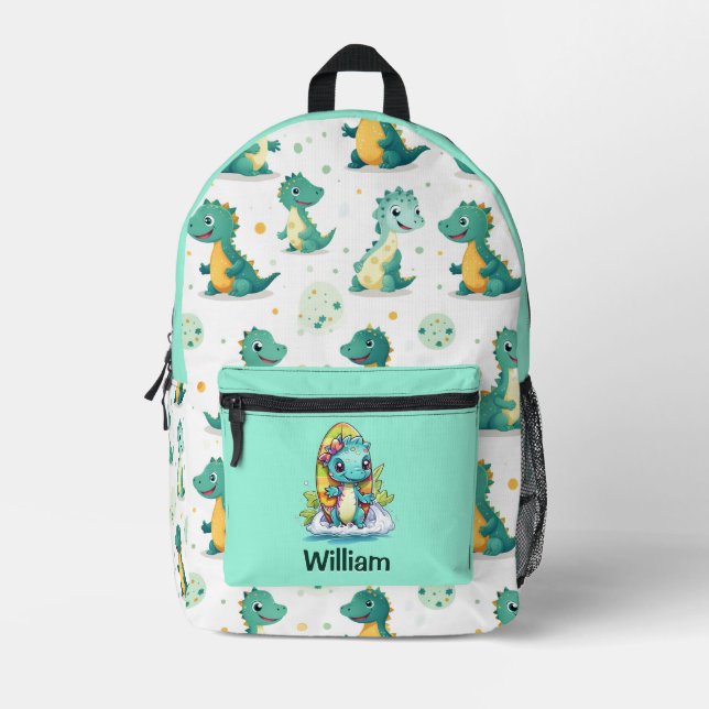 Niedliches Dinosauriermuster Bedruckter Rucksack (Vorderseite)