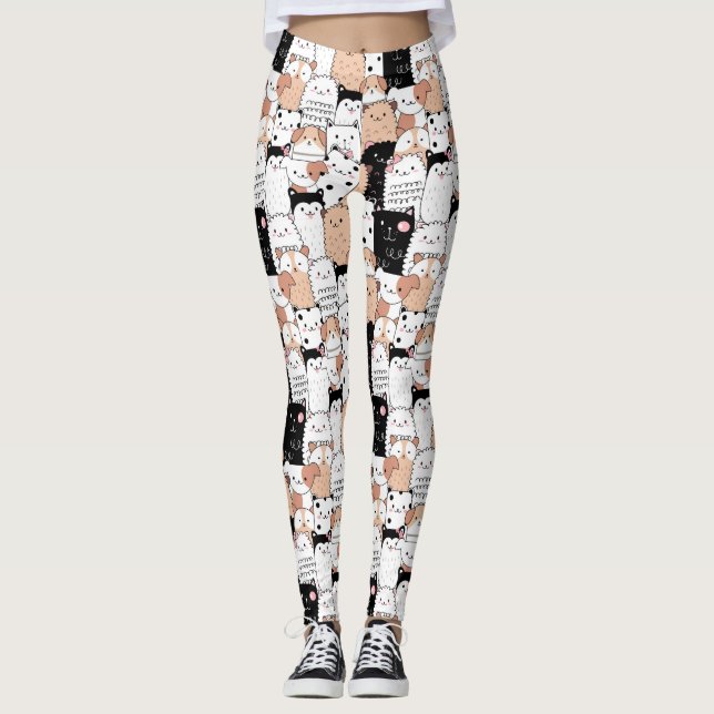 Niedliches Dog-Muster Leggings (Vorderseite)