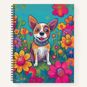 "Niedliches Dog-Notebook mit Rose - Einzigartiges  Notizbuch