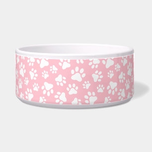 Niedliches Dog-Paw-Muster Weiß und Pastellrosa Napf