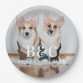 Niedliches Dog Pet-Foto mit Name Pappteller