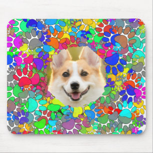 Niedliches Dog Picture Paw Druckmuster Mousepad