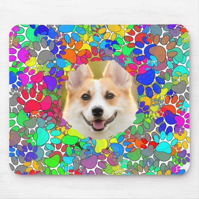 Niedliches Dog Picture Paw Druckmuster Mousepad (Vorne)