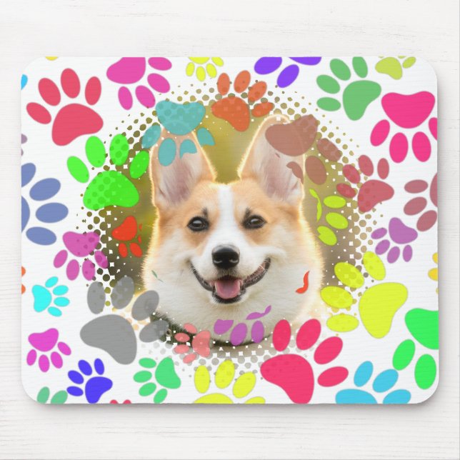 Niedliches Dog Picture Paw Muster Mousepad (Vorne)