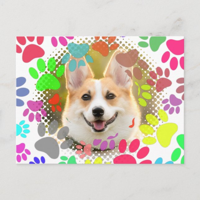 Niedliches Dog Picture Paw Muster Postkarte (Vorderseite)